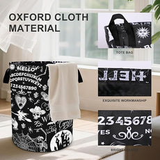 Halloween Black Laundry Basket Foldable Oxford Cloth Tote Bag Laundry Hamper Clothes Storage Bucket Organizer For Bathroom/Laundry Storage/Bedroom 19.6x15.7 Inch