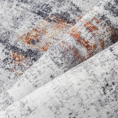 5x7 Washable Area Rug Grey Rust Abstract Living Room Bedroom Carpet Neutral Modern Non-Slip Soft Low Pile Lightweight Vacuumable Throw Rug for Dining Room Entryway