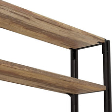 IRONCK Bookshelf Industrial 3 Shelf Bookcase, Wood Storage Shelf with Metal Frame for Living Room, Rustic Brown