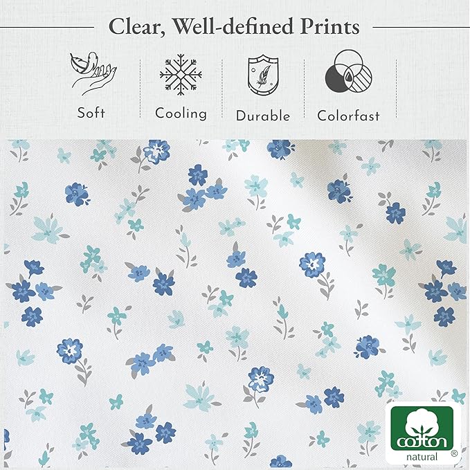 California Design Den Full Size Bed Sheets Set - 400 Thread Count Sateen, Natural 100% Cotton Sheets, Deep Pocket and Durable Bedding - Blooming Meadows CaliforniaDesignDen