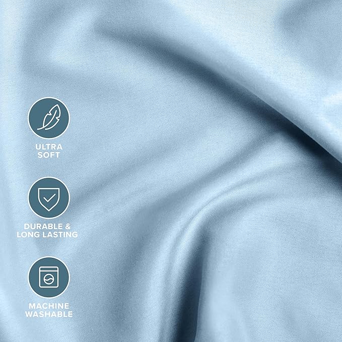 Bare Home Bed-in-A-Bag 5 Piece Comforter & Sheet Set - Twin - Goose Down Alternative - Ultra-Soft 1800 Premium Bed Set (Twin, Light Blue/Light Blue)