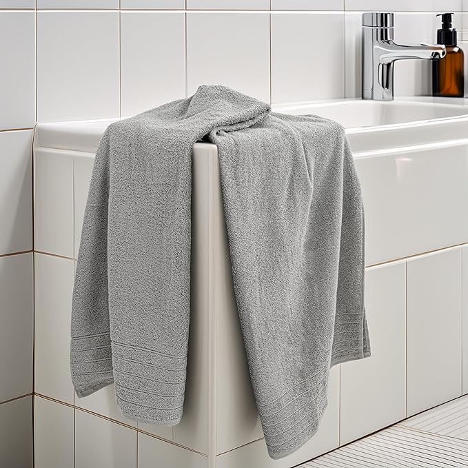 Tens Towels Pack of 2 Extra Large Bath Sheets 35 x 70 Inches, 100% Cotton, Larger & Lighter Weight, Quicker to Dry, Super Soft & Absorbent, Oversized Bath Towels, Cool Grey