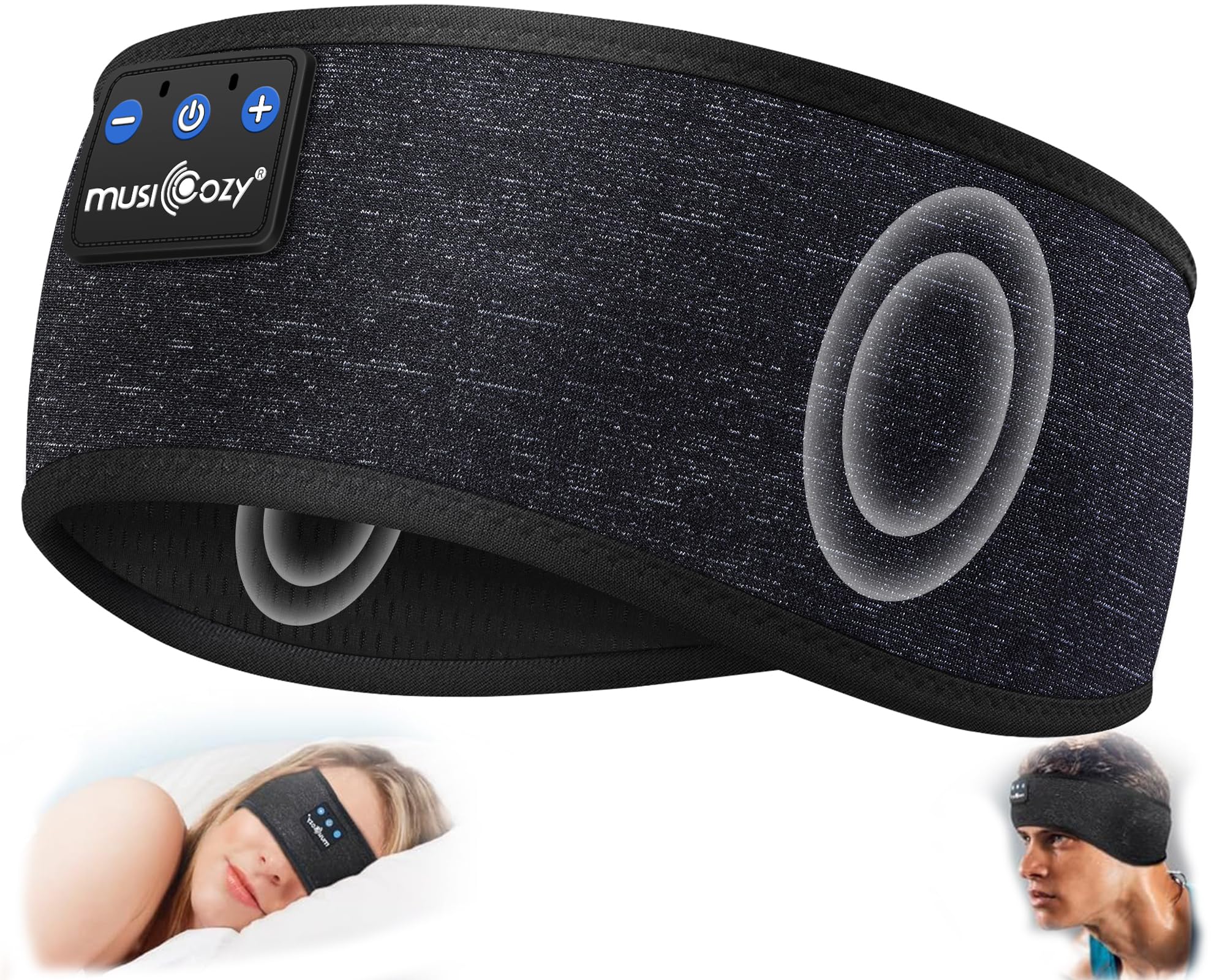 MUSICOZY Sleep Headphones Bluetooth 5.4 Headband, Sports Wireless Earphones Sweat Resistant Earbuds Sleeping Headphone with Ultra-Thin HD Stereo Speaker for Workout Running Cool Gadgets Unique Gifts Dormly