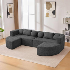 Free-Combined Modular Sectional with Curved Design & Deep Seating – Reconfigurable Sofa Bed