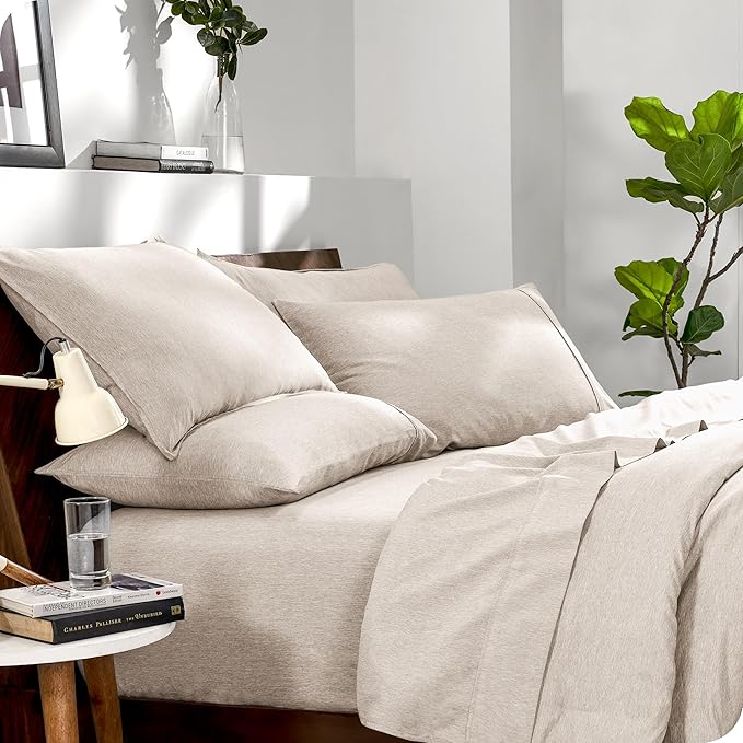 Bare Home Bed-in-A-Bag 7 Piece Comforter & Sheet Set - King - Goose Down Alternative - Ultra-Soft 1800 Premium Bedding Set - Cationic (King, Heathered Pebble)
