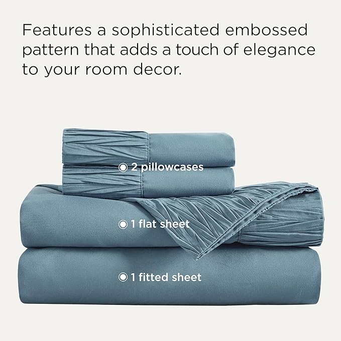 Bedsure Twin XL Sheet Sets Dorm Bedding - 3 Pieces Soft Extra Long Twin Sheets, Hotel Luxury, Easy Care Microfiber for Women, Men, Kids and Teens, Mineral Blue
