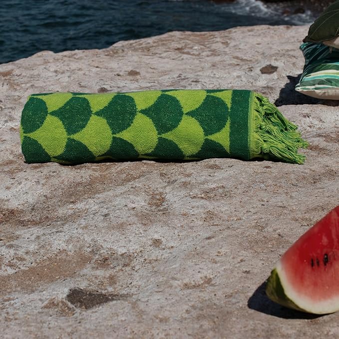 sea me at home 100% Turkish Cotton Bath, Beach, and Pool Towel with Unique Design - 31x62 Inches (Ocean Moss)