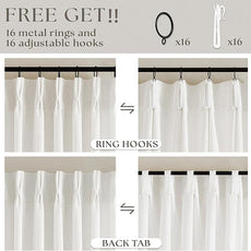 Off White Linen Kitchen Curtain 24 Inch Length 2 Panels Set Pinch Pleat Boho Country Farmhouse Short Cafe Curtains Light Filtering Pleated Semi Sheer Small Window Treatment Tiers for Basement Camper