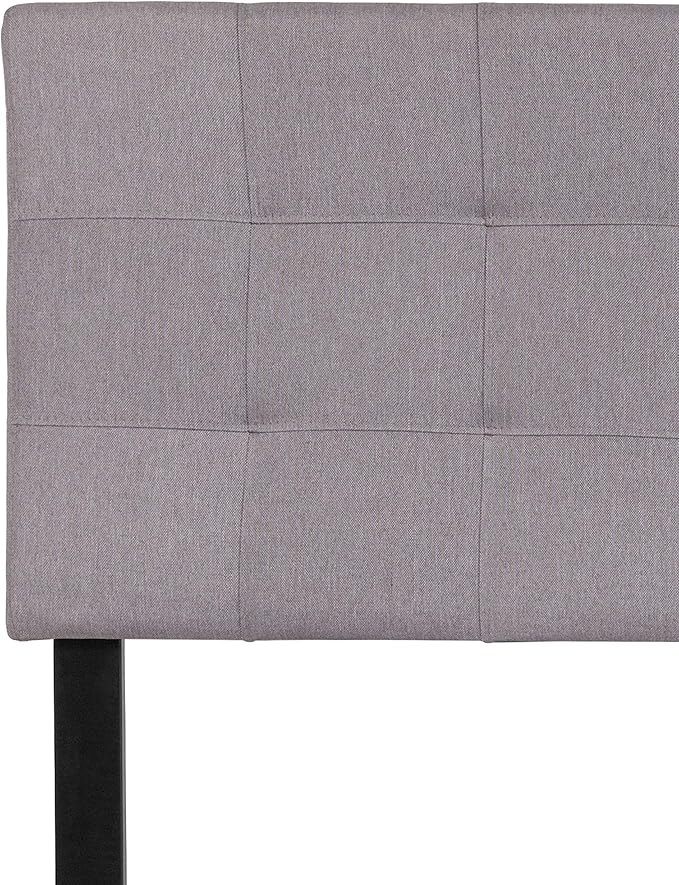 EMMA + OLIVER Quilted Tufted Full Size Headboard in Light Gray Fabric