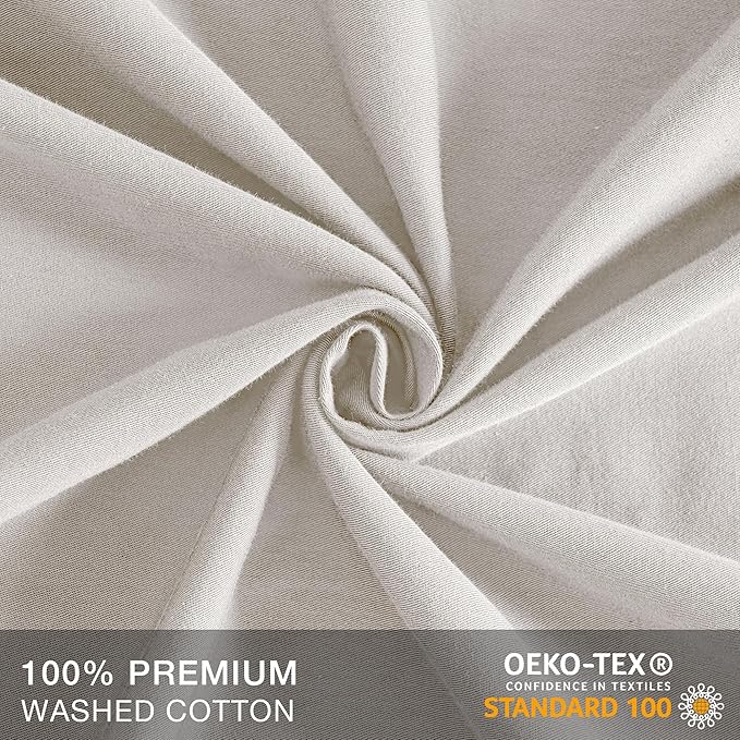 JELLYMONI Pillowcases Standard Set of 2 Cotton Button Pillow Covers 20×26in Beige Bed Pillow Cases 100% Washed Cotton Soft Breathable (Pillows are not Included)