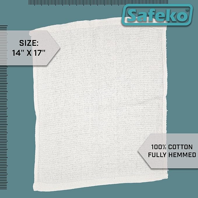 Cotton Terry Towels – 100% Cotton, 14” x 17”, Super Absorbent & Machine Washable – 24 Pack