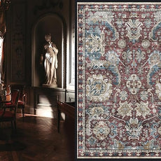 RUGSURE Washable Area Rugs - Perfect for Living Room, Bedroom, Kids Room, Nursery - Stain & Water Resistant Non-Slip, Pet & Child Friendly, Vintage Tribal Area Rugs (Rust and Bule, 9' x 12')