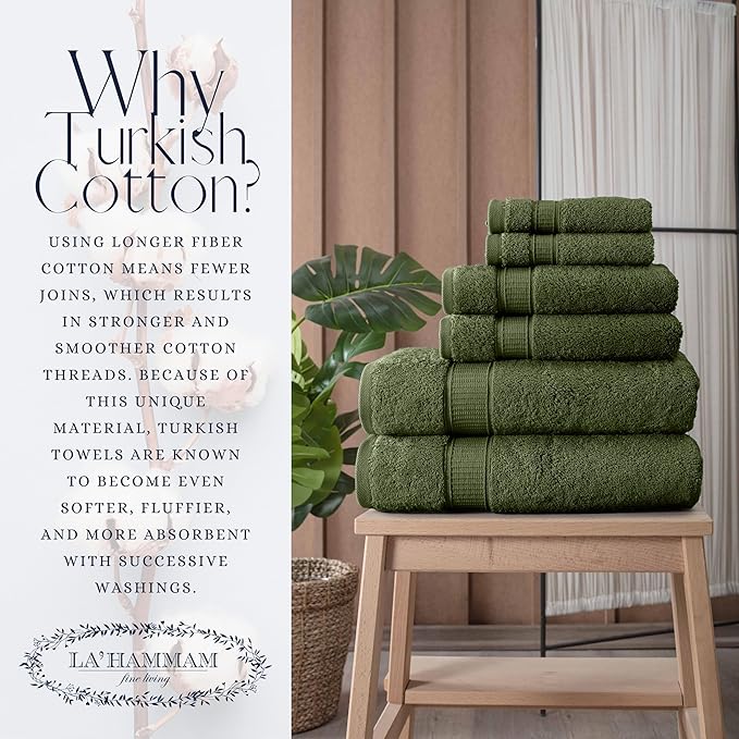 Personalized Towels, Hotel & Spa Quality, Super Soft, Highly Absorbent, Bathroom Set, 100% Cotton Monogrammed towel 6 Piece Towel Set, Include 2 Bath Towels, 2 Hand Towels, 2 Washcloths Forest Green