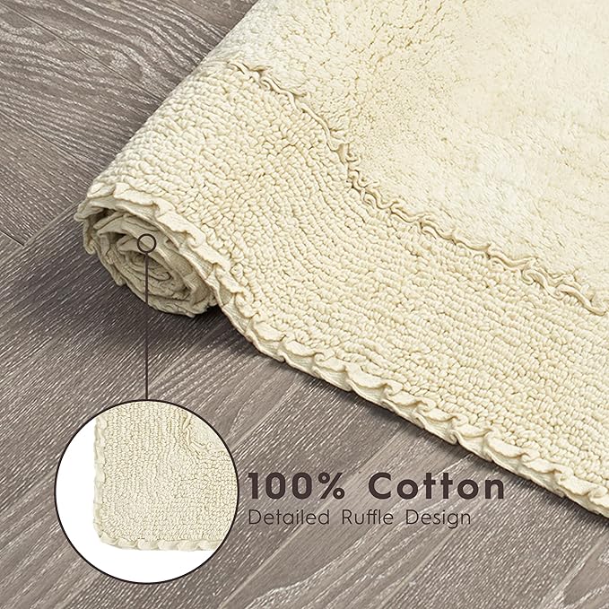 Laura Ashley Ruffle Border 100% Cotton Bath Rug, Yellow, 17"x 24"