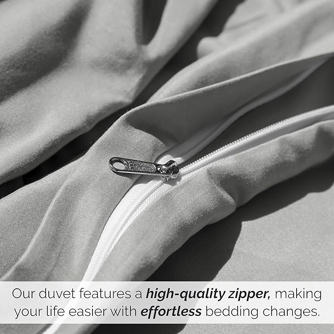 Southshore Fine Living, Inc. Premium Collection Twin Duvet Cover Bedding Set, Soft Grey Duvet Cover Bedspread 2-Piece with one Matching sham (69 in Wide x 98 in Long), Steel Grey, Twin/Twin XL
