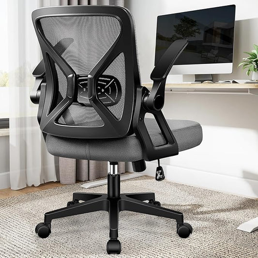 FelixKing Office Chair - Ergonomic Desk Chair Breathable Mesh Task with Wheels and Lumbar Support Home Desk Office Chairs with Flip up Armrest Rolling Swivel for Home Computer Dark Gray