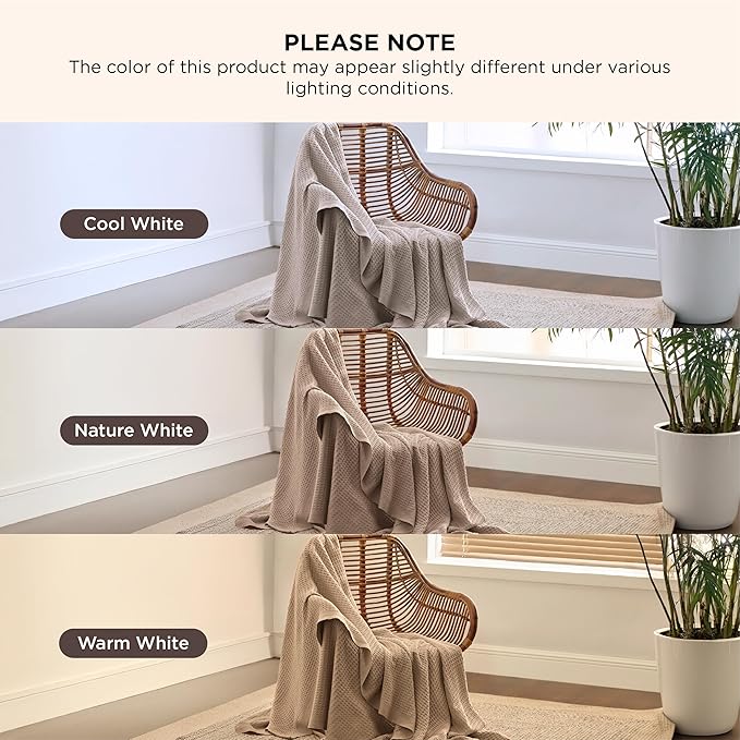 Bedsure Gentlesoft 100% Cotton Blanket Queen Size for Bed - Breathable and Soft, Thick Cozy Waffle Weave Christmas Blanket Gift for Women, Light Brown, 90x90 Inches