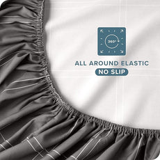 Bare Home Bedding Set 4 Piece Comforter & Sheet Set - Twin XL - Track Stitch - Goose Down Alternative - Ultra-Soft 1800 Premium Bed Set (Twin XL, Modern Plaid - Grey/White)