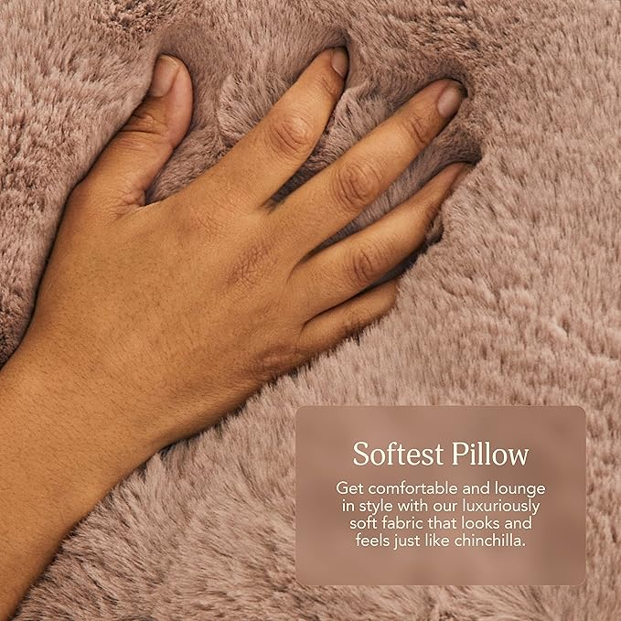 UnHide Squish - Faux Fur Pillow - Extra Soft Throw Pillow - Square Shaped Pillow, Polyester Fill - Machine Washable - Perfect for Living Room, Bedroom, or Guest Room - 20” x 20” - Snow White