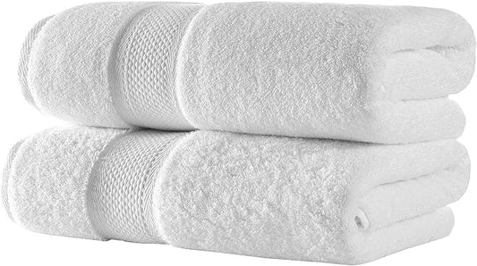 BAGNO MILANO Turkish Towels, Ultra Soft, Plush Luxury Turkih Cotton Bath Towels, Quick Dry Towel Set Made in Turkey (White, 2 Pcs Bath Towel Set)