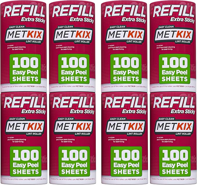 Refill for Metkix Lint Rollers 8 Pack (Total 800 Sheets)