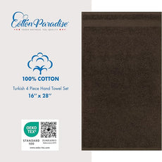 Cotton Paradise Hand Towels for Bathroom, 100% Cotton Turkish 4 Piece Hand Towel Set, Soft Absorbent Face Towels, Brown Hand Towels