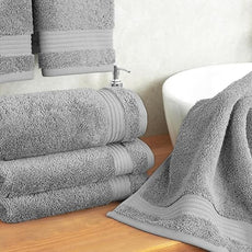 Cotton Paradise Hand Towels for Bathroom, 100% Cotton Turkish 4 Piece Hand Towel Set, Soft Absorbent Face Towels, Light Gray Hand Towels