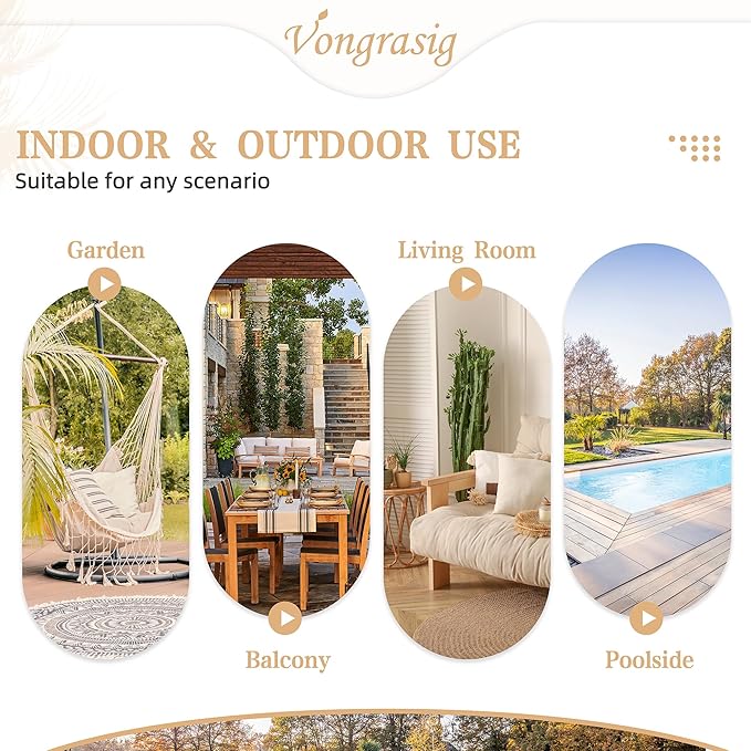 Vongrasig Comfy Wicker Rocking Egg Chair, Soft Thick Cushion Rattan Lounge Chair, High Capacity Steel Frame, Reading Chair for Living Room, Bedroom, Dorm Rooms (Beige)