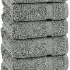 Chakir Turkish Linens | Hotel & Spa Quality 100% Cotton Premium Turkish Towels | Soft & Absorbent (6-Piece Hand Towels, Gray)