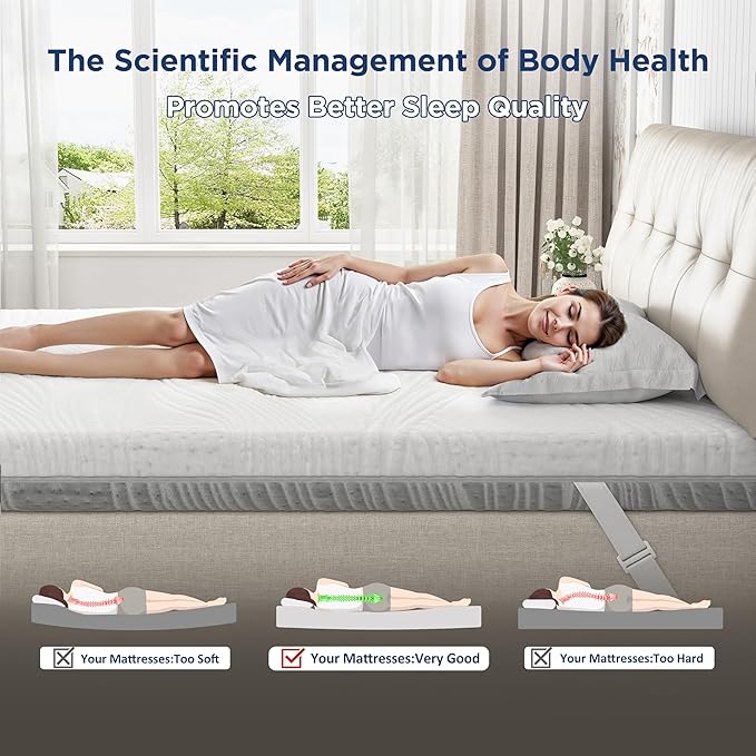 Enhomee 3 Inch Memory Foam Mattress Topper, Queen Mattress Topper with Cooling Gel and Washable Tencel Cover for Master Bedroom, Guest Room, Soft & Pressure Relief & Breathable, CertiPUR-US Certified