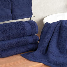 Cotton Paradise Hand Towels for Bathroom, 100% Cotton Turkish 4 Piece Hand Towel Set, Soft Absorbent Face Towels, Navy Blue Hand Towels