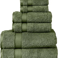 Personalized Towels, Hotel & Spa Quality, Super Soft, Highly Absorbent, Bathroom Set, 100% Cotton Monogrammed towel 6 Piece Towel Set, Include 2 Bath Towels, 2 Hand Towels, 2 Washcloths Forest Green
