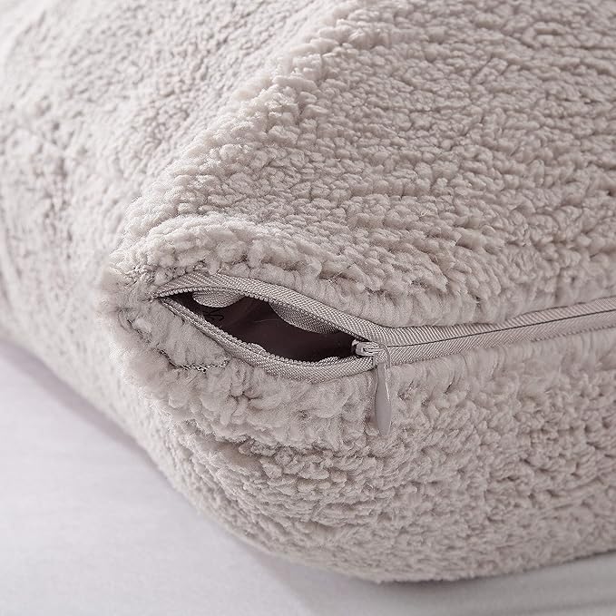 Reafort Ultra Soft Sherpa Body Pillow Cover/Case with Zipper Closure 21"x54" (21"x54" Body Pillow Cover, Taupe)