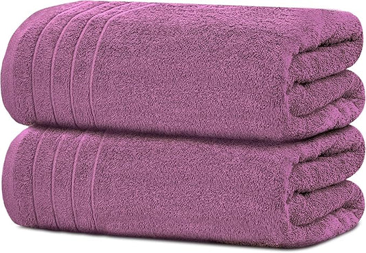 Tens Towels Pack of 2 Extra Large Bath Sheets 35 x 70 Inches, 100% Cotton, Larger & Lighter Weight, Quicker to Dry, Super Soft & Absorbent, Oversized Bath Towels, Purple