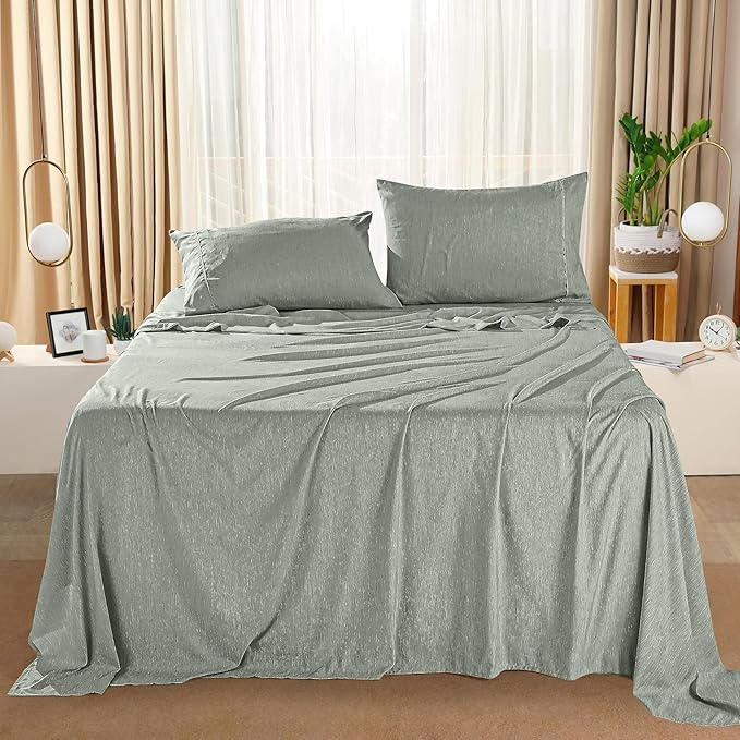 Utopia Bedding Queen Sheet Set – 4 Piece Bed Sheets for Queen Size Bed, Soft and Breathable Microfiber, Includes 1 Fitted Sheet, 1 Flat Sheet and 2 Pillowcases (Heather Sage)