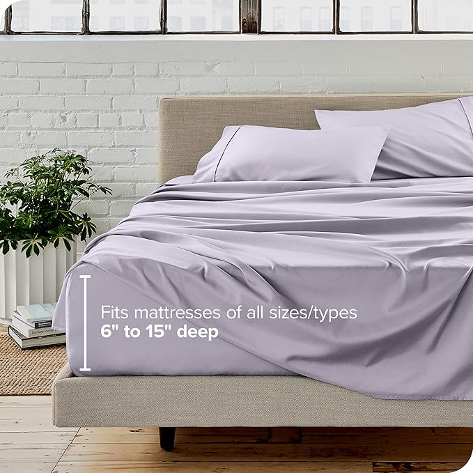 Bare Home Full Sheet Set - 1800 Ultra-Soft Microfiber Full Bed Sheets - Double Brushed - Deep Pockets - Easy Fit - 4 Piece Set - Bed Sheets (Full, Light Lavender) BareHome