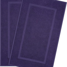 Cotton Paradise 100% Cotton Bath Mats for Bathroom Floor Set of 2 Pack, 20x34 Soft Absorbent Washable Quick Dry Tub Bathmat, Purple Towel Bath Mat