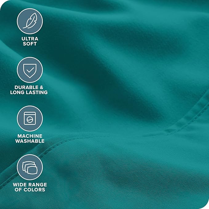 Bare Home Hotel Luxury Split King Sheet Set, Extra Soft, 7 Piece Set, Deep Pockets, Easy Fit, Cooling & Breathable, Wrinkle, Fade, Stain Resistant, Includes 4 Pillowcases (Split King, Emerald)