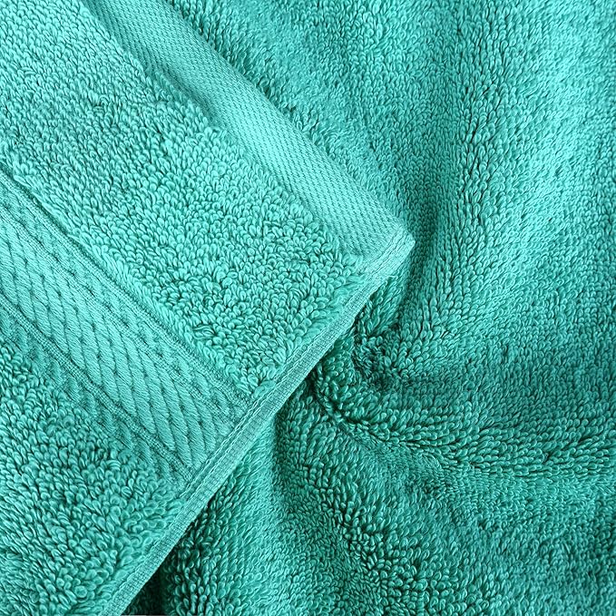 Superior Egyptian Cotton Pile Bath Towel Set of 4, Ultra Soft Luxury Towels, Thick Plush Essentials, Absorbent Heavyweight, Guest Bath, Hotel, Spa, Home Bathroom, Shower Basics, Turquoise