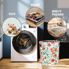 Cute Peach Laundry Basket Foldable Oxford Cloth Funny Tote Bag Laundry Hamper Clothes Storage Bucket Organizer For Bathroom/Laundry Storage/Bedroom Storage Basket 17.7x13.7 Inch