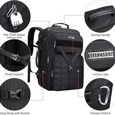 WITZMAN Carry On Travel Backpack for Men Large Convertible 45L Fit 17 Inch Laptop Backpack 3 in 1 Bag for Airline Approved(B688 Black)