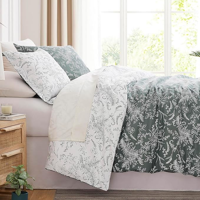 SouthShore FINE LINENS Winter Brush Collection - Premium Quality, Soft, Wrinkle, Fade, & Stain Resistant, Easy Care, Oversized Duvet Cover Set, Full / Queen, Teal