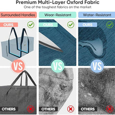 BALEINE Extra Large Storage Tote with Zippers & Carrying Handles, Heavy-Duty Oxford Fabric Moving Bags for Laundry, Space Saving, Storage, 2-Pack, Denim Blue