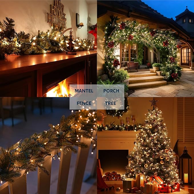 Joiedomi Clear Christmas String Lights Indoor,400(4x100) Mini White Fairy Light,85.6 FT Lighting Decor for Patio Dorm Classroom Bedroom Holiday Wedding Party Garland Birthday Festival,Green Wire