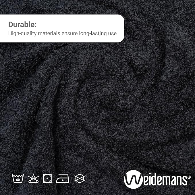 Premium 8 Pieces Towel Set Including 2 Bath Towels 30" x 56", 2 Hand Towels 18" x 30" and 4 Washcloths 13" x 13" - Color: Black & Petrol | Pure Cotton |Machine Washable high Absorbency