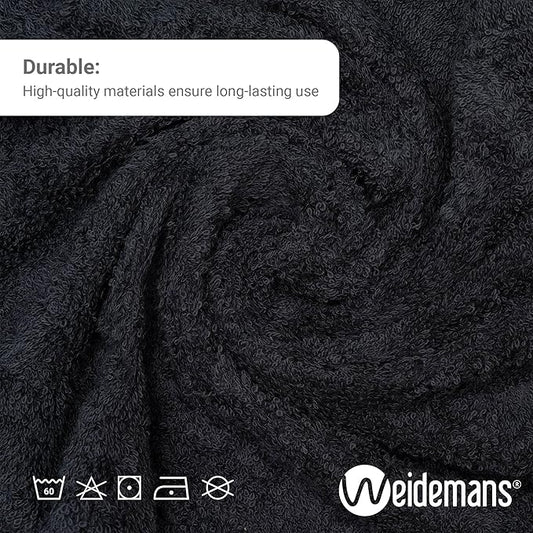 Premium 8 Pieces Towel Set Including 2 Bath Towels 30" x 56", 2 Hand Towels 18" x 30" and 4 Washcloths 13" x 13" - Color: Black & Petrol | Pure Cotton |Machine Washable high Absorbency