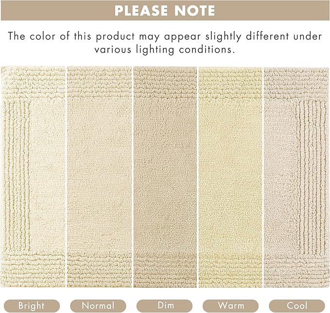 Madison Park Splendor Reversible 100% Cotton Tufted Bathroom Rug-3000 GSM Hotel Quality Luxurious Plush Medium Pile Bath Mat Absorbent, Quick Dry, Shower Room Décor, 24x44 Natural