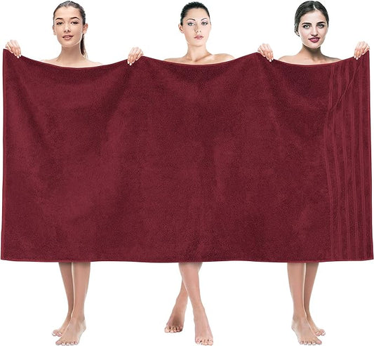American Soft Linen 35x70 Jumbo Large Bath Towels, 600 GSM 100% Cotton Turkish Bath Sheet, Oversized Luxury Bath Towels for Bathroom Beach and Pool, Bordeaux