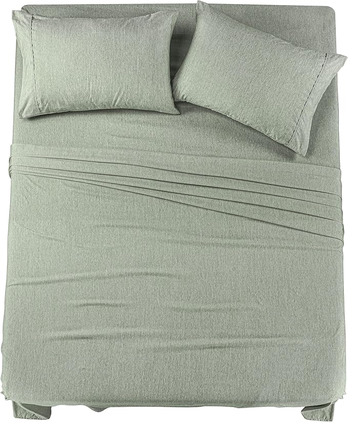Utopia Bedding Queen Sheet Set – 4 Piece Bed Sheets for Queen Size Bed, Soft and Breathable Microfiber, Includes 1 Fitted Sheet, 1 Flat Sheet and 2 Pillowcases (Heather Sage)