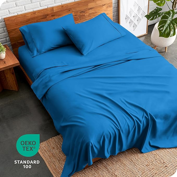 Bare Home King Sheet Set - Luxury 1800 Ultra-Soft Microfiber King Bed Sheets - Double Brushed - Deep Pockets - Easy Fit - 4 Piece Set - Bedding Sheets & Pillowcases (King, Medium Blue) BareHome